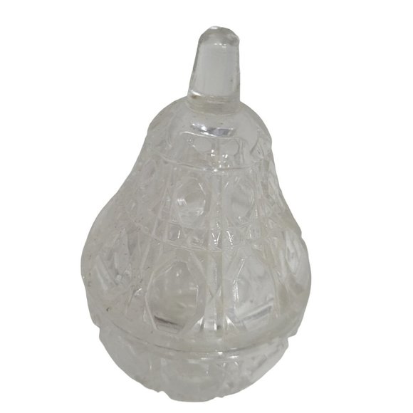 Small Miniature Pear Shaped Cut Glass Lidded Vintage Trinket Dish - Picture 2 of 8